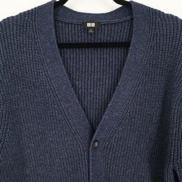 Uniqlo Cardigan Womens M Navy Boho Transitional Academia Normcore Work Wear Warm - Picture 6 of 14